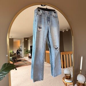 Flying Monkey Light Blue Distressed Straight Leg Jeans